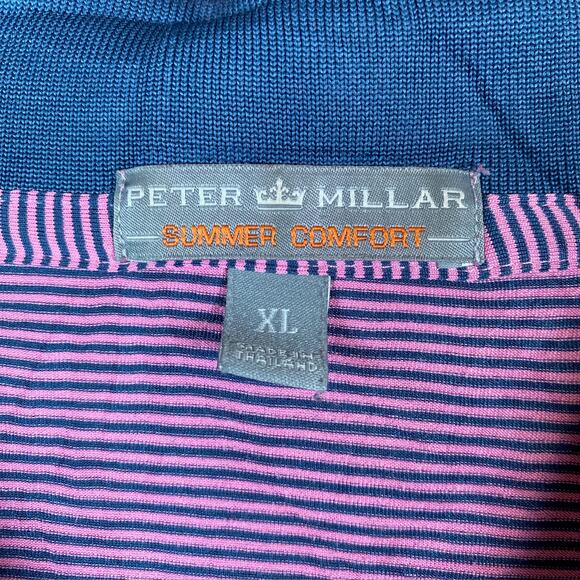Peter Millar Mens Shirt Purple Blue Stripe Summer Comfort Polo Stretch XLarge - Picture 6 of 12
